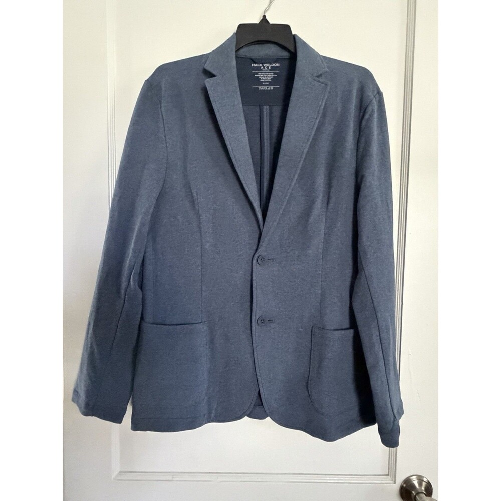 Mack Weldon ACE Blazer Mens Medium Blue Gray Heather Stretch Cotton French Terry